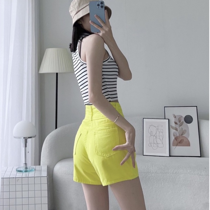 Quần đùi kaki nữ lưng cao hai nút siêu dễ thương