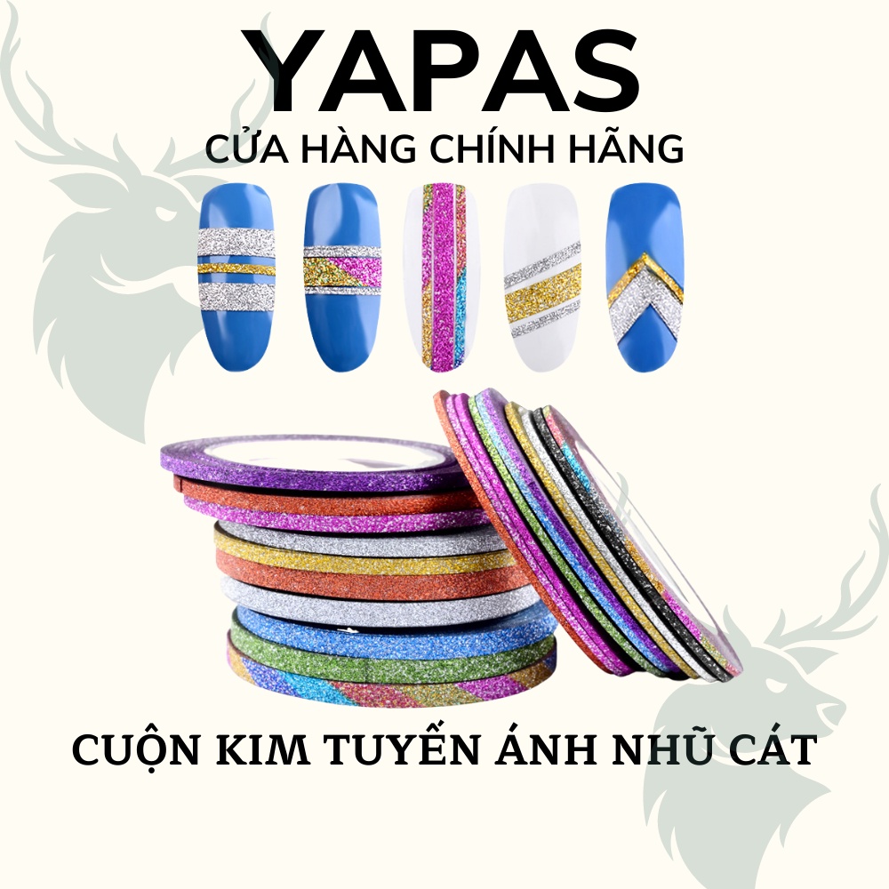 Cuộn dây kim tuyến nhũ cát vàng bạc 1mm , dây dán móng dính sợi cát trang trí nail