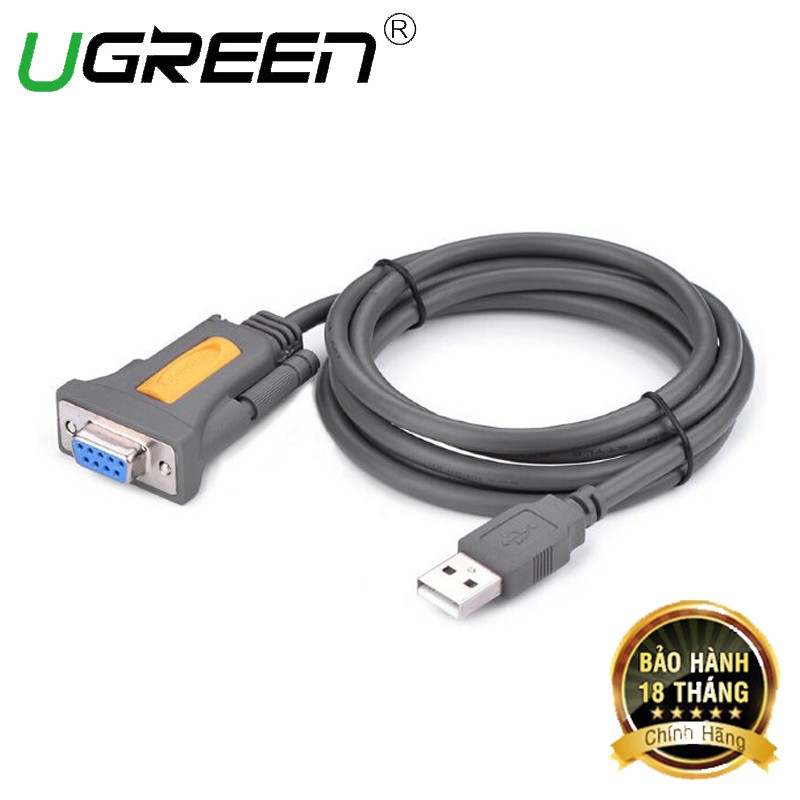 Cáp chuyển đổi USB sang Com RS232 âm UGREEN 20201 dài 1,5m chính hãng - HapuShop