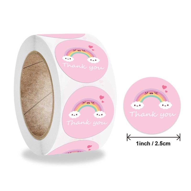 Cuộn 500 sticker dán hình tròn in chữ Happy Birthday trang trí dễ thương cho bé
