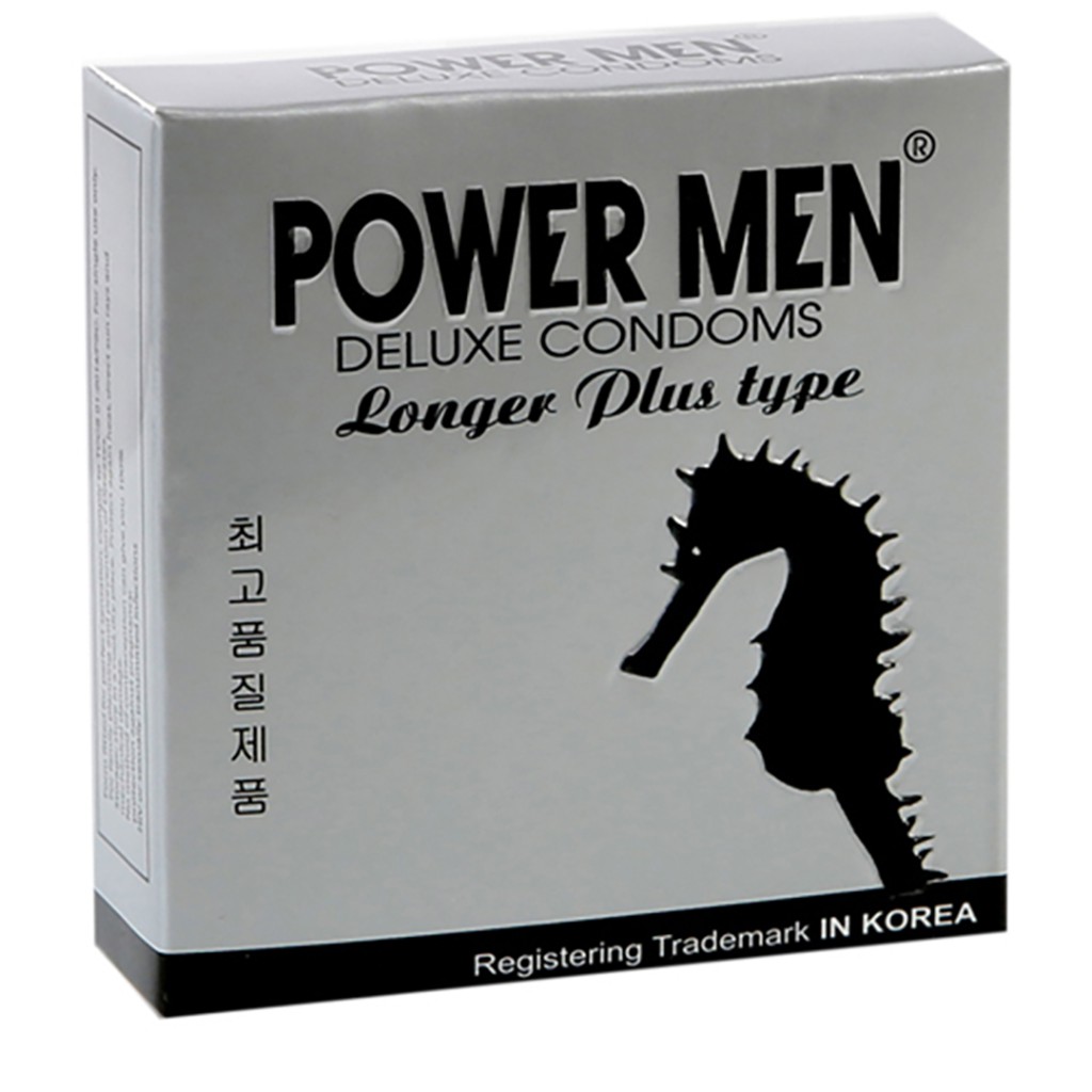 Bao cao su gân gai Powermen Longer Plus chống xuất tinh sớm Hộp 3 bao (LOT3)
