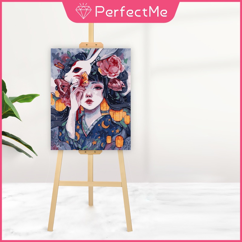 Bộ tranh sơn dầu 40x50cm tự làm họa tiết cô gái dùng để trang trí nhà tiện dụng + phụ kiện