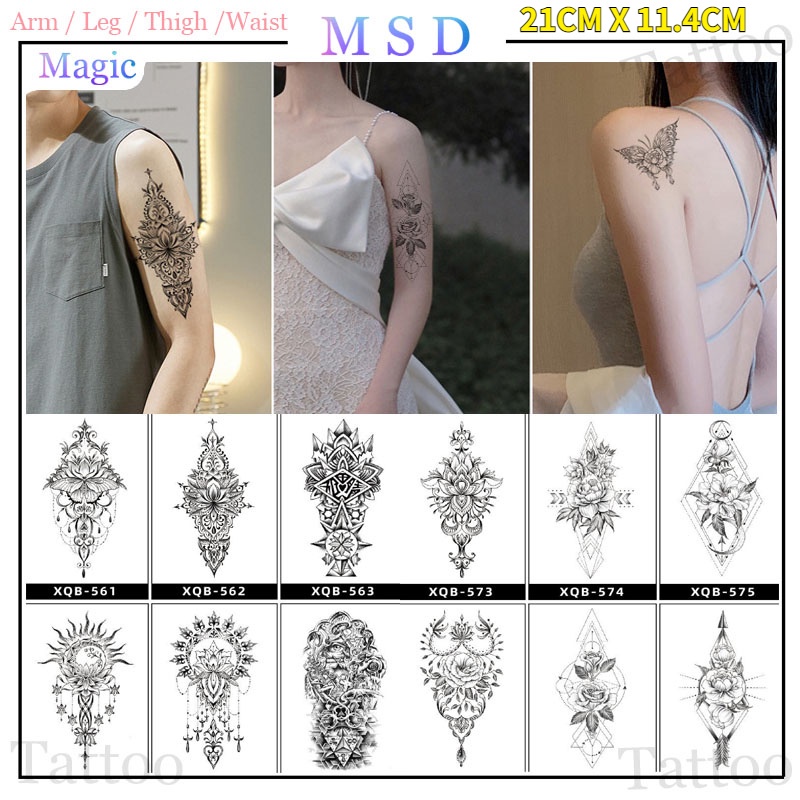 Miếng Dán Hình Xăm Tạm Thời Kích Thước 21Cmx11.4Cm Chống Thấm Nước Lâu Trôi