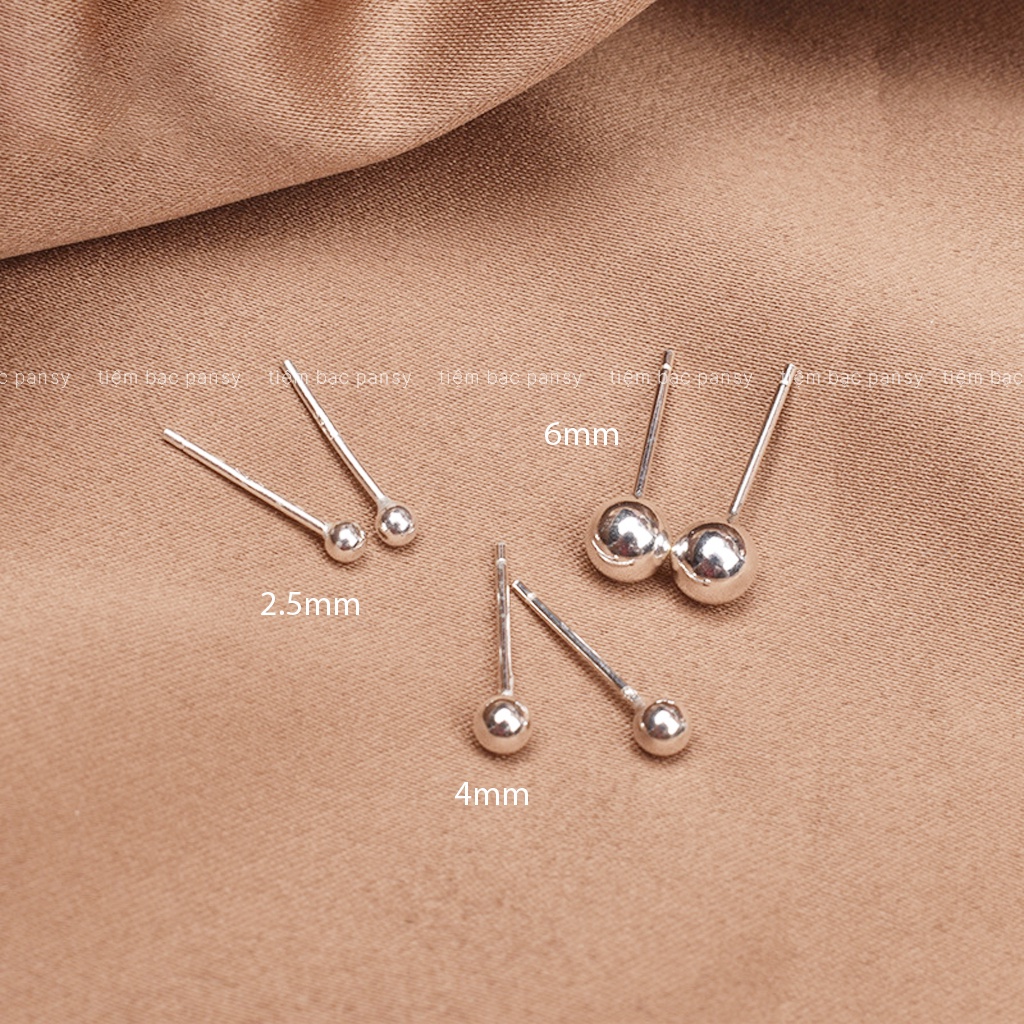 Khuyên tai nụ bi bạc ta nam nữ đều đeo được, bông tai Unisex chất liệu bạc thật nguyên chất