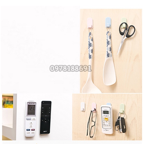 Vỉ 2 Móc Dán Tường Treo Điều Khiển Bằng Nhựa Tiện Lợi