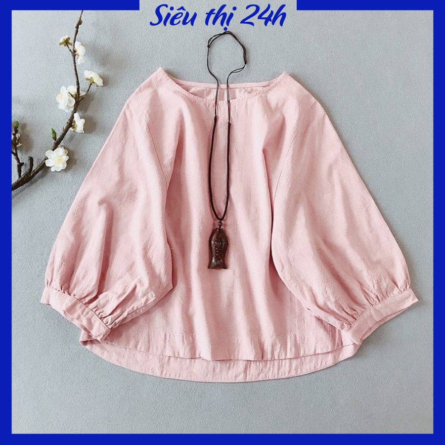 Áo đũi nữ, áo kiểu nữ bigsize, chất liệu Đũi tơ mềm mát, form vừa xinh Siêu thị 24 giờ AKH.46 | BigBuy360 - bigbuy360.vn