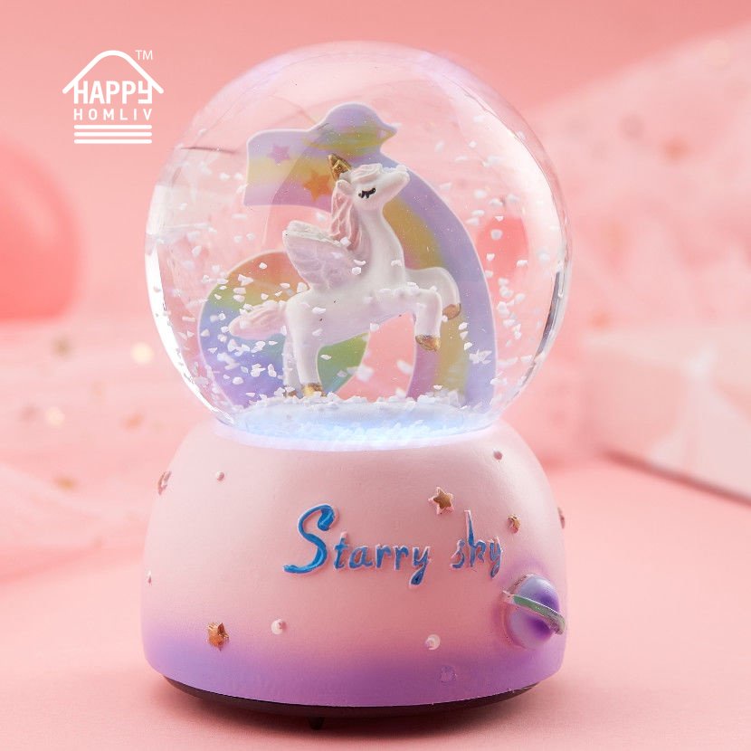HAPPY HOMLIV Quả Cầu Pha Lê Phát Nhạc Hình Bông Tuyết Làm Quà Tặng Sinh Nhật / Năm Mới Cho Bạn Gái