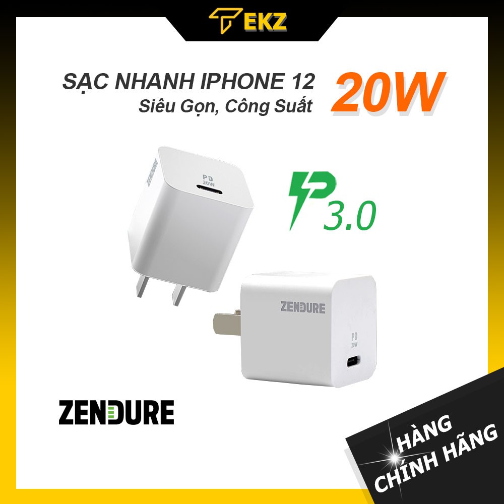 Củ Sạc Nhanh 20W Zendure SuperPort Nano PD3.0 Siêu Nhỏ Dung Cho iPhone 12 Pro Max, 11, Xs Max, X, Xs, 8 Plus