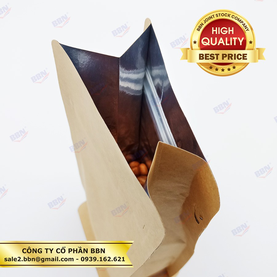 50 Túi giấy kraff đáy bằng zipper pocket 500gr size 13x26.5x8.5 cm