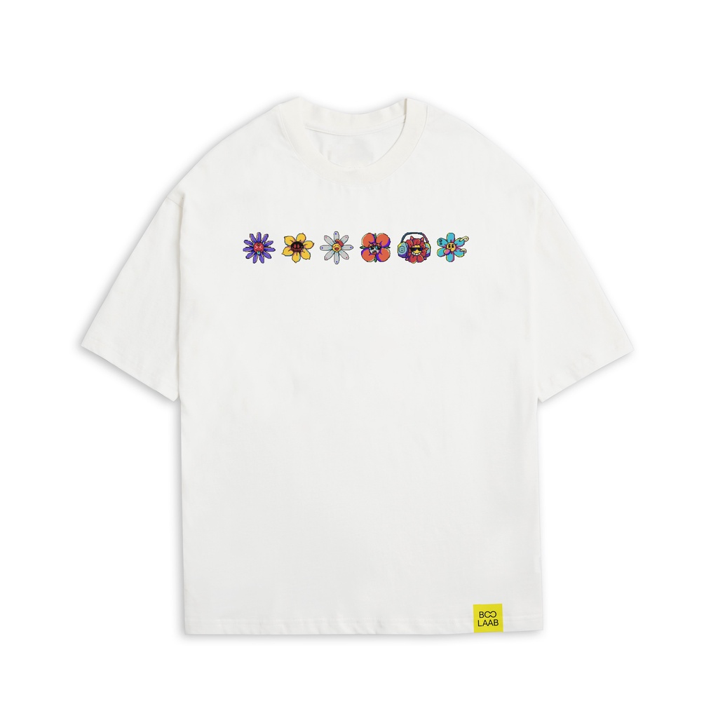 Áo Thun BOO Unisex Dáng Oversize Vải Cotton Cao Cấp Họa Tiết Hoa Nhảy BOOLAAB