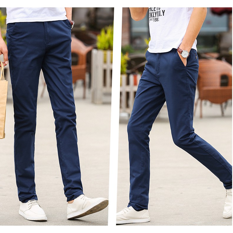 Quần âu nam tinh tế. stretch Slim Hàn Quốc co giãn phiên bản của xu hướng thể thao mùa xuân và mùa hè ! 2 mầu (Đen,Xanh)