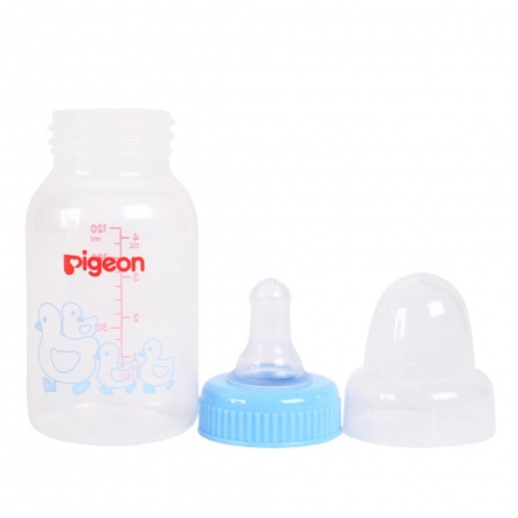 Bình Sữa PIGEON Họa Tiết Chú Vịt Xanh Chất Liệu Nhựa Cao Cấp Không Có BPA Độ Bền Cao Chịu Nhiệt Tốt An Toàn Cho Bé 120ml