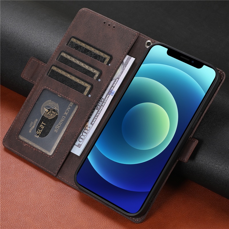 Ốp Điện Thoại Da Gập Nam Châm Kiểu Ví Cho Samsung Note 8 9 10 20 Ultra Plus A72 A52S A7 A6 2018