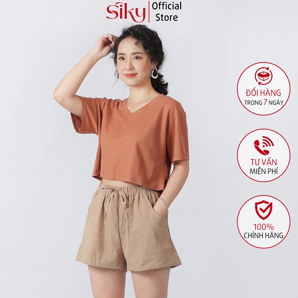 Quần short đũi nữ ống rộng chất đũi sước Hàn Siky