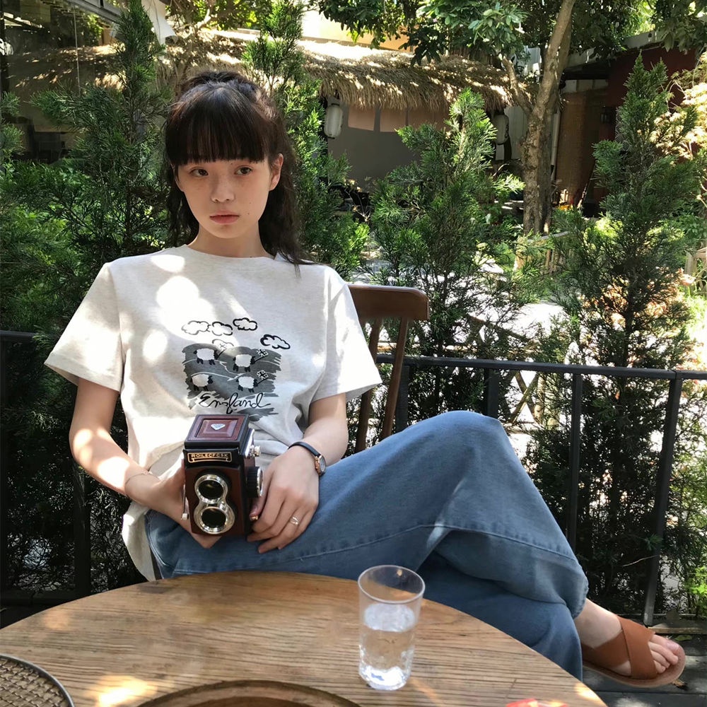 Áo Thun Cotton Oatmeal Nhật Bản Tay Ngắn Mùa Hè 2022 Phong Cách Mới Cho Nữ