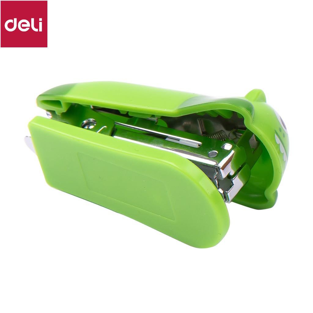 Dập ghim mini #10 Deli - 12 trang, gấu nâu, lợn hồng, cá sấu xanh - 1 cái - E0452 [Deli]