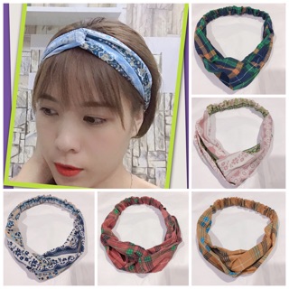 Turban vải hoa, caro xinh xắn.