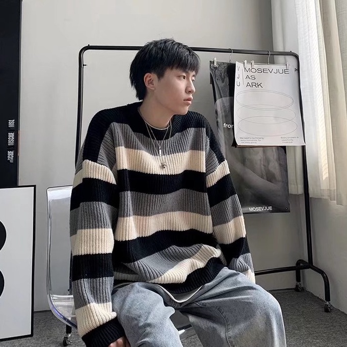 Áo sweater nam  áo len nam nữ unisex chất mềm mại dáng hàn quốc , áo len cổ cao 3 phân phong cách  phong cách hàn quốc thời rang mùa thu cho nam patchwork