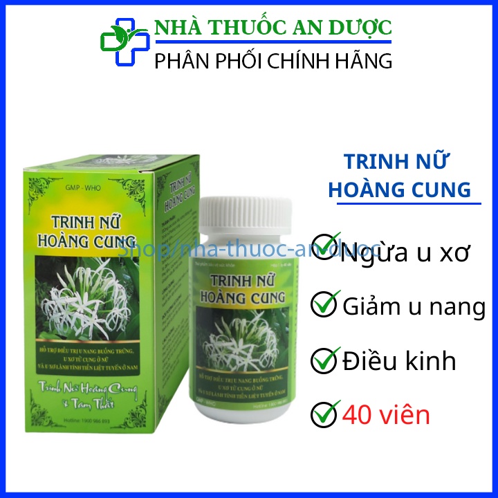 Hỗ trợ giảm u xơ tử cung, u nang buồng trứng, u xơ tiền liệt- Trinh nữ hoàng cung Lọ 40 viên