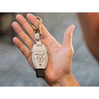 Bao da chìa khóa Mercedes da bò thật handmade
