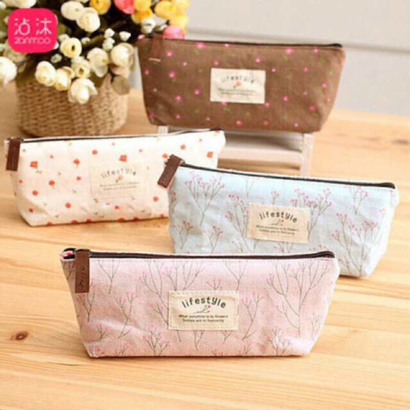 Túi vải đựng bút, đựng đồ trang điểm Life Style phong cách Hàn Quốc 🍓