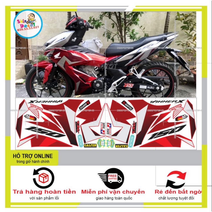 TEM XE WINNER X CHẾ MẪU ZIN TRẮNG ĐỎ -- SHIN DECAL 2