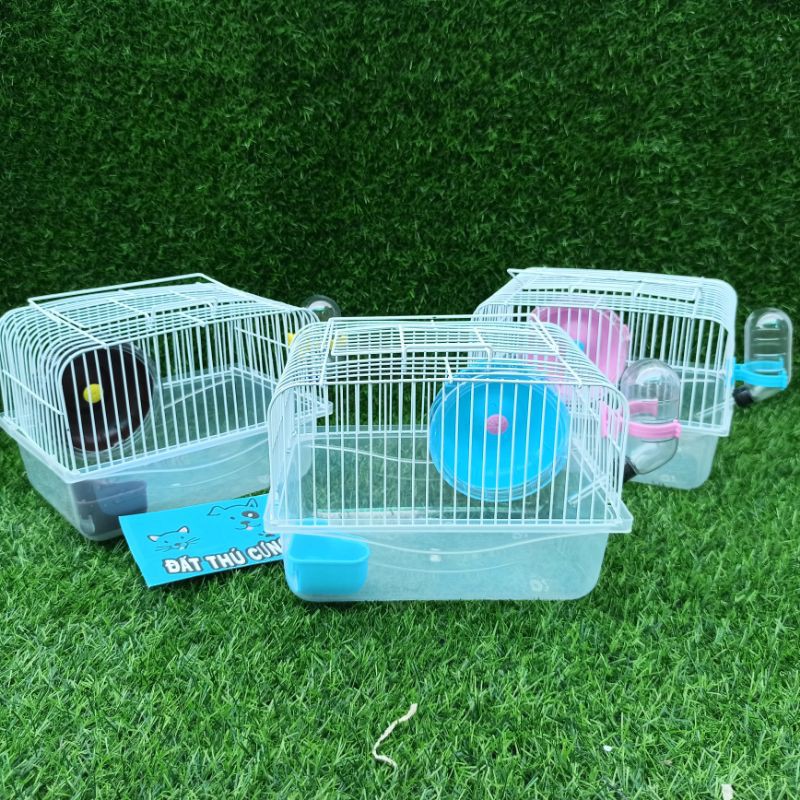 Lồng hamster mini đế trong và đế màu [Full Phụ Kiện]