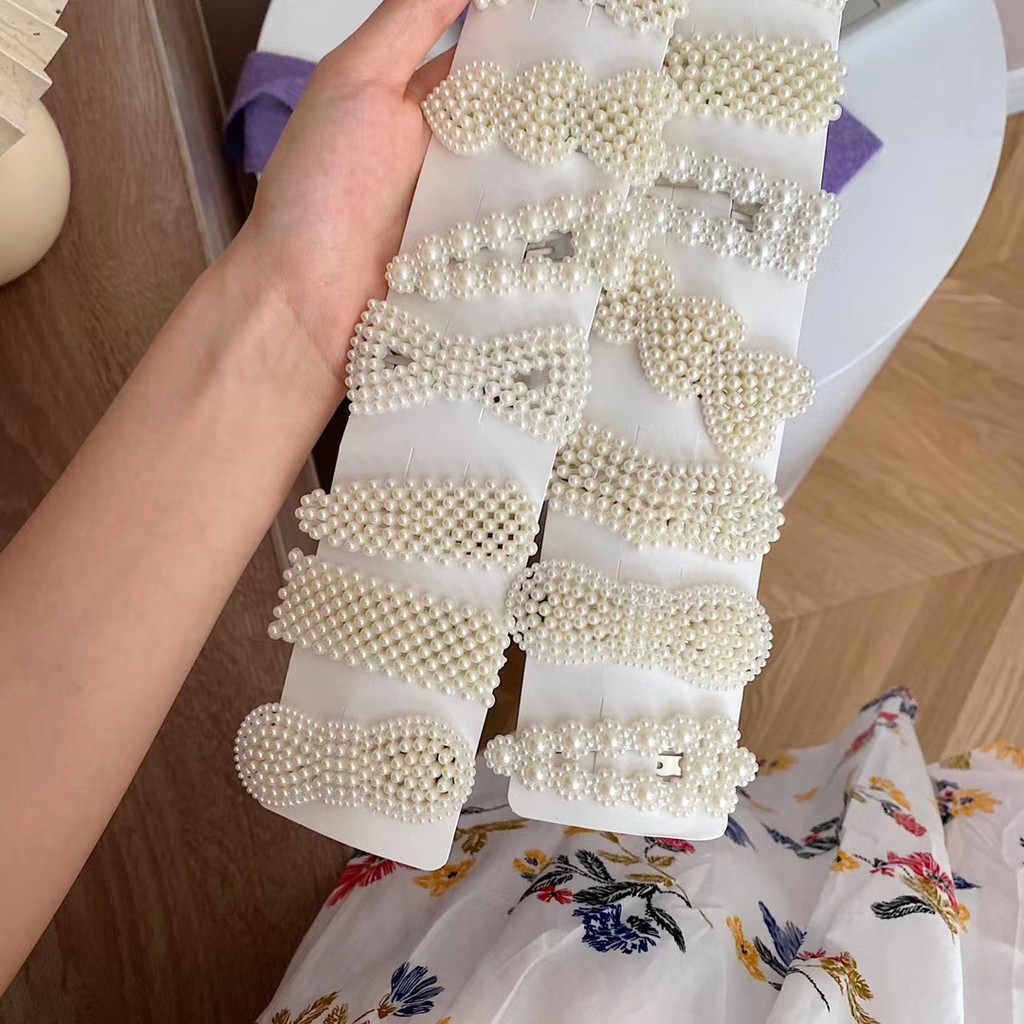 Xiaozhainv Kẹp Tóc Đính Ngọc Trai Phong Cách Hàn Quốc