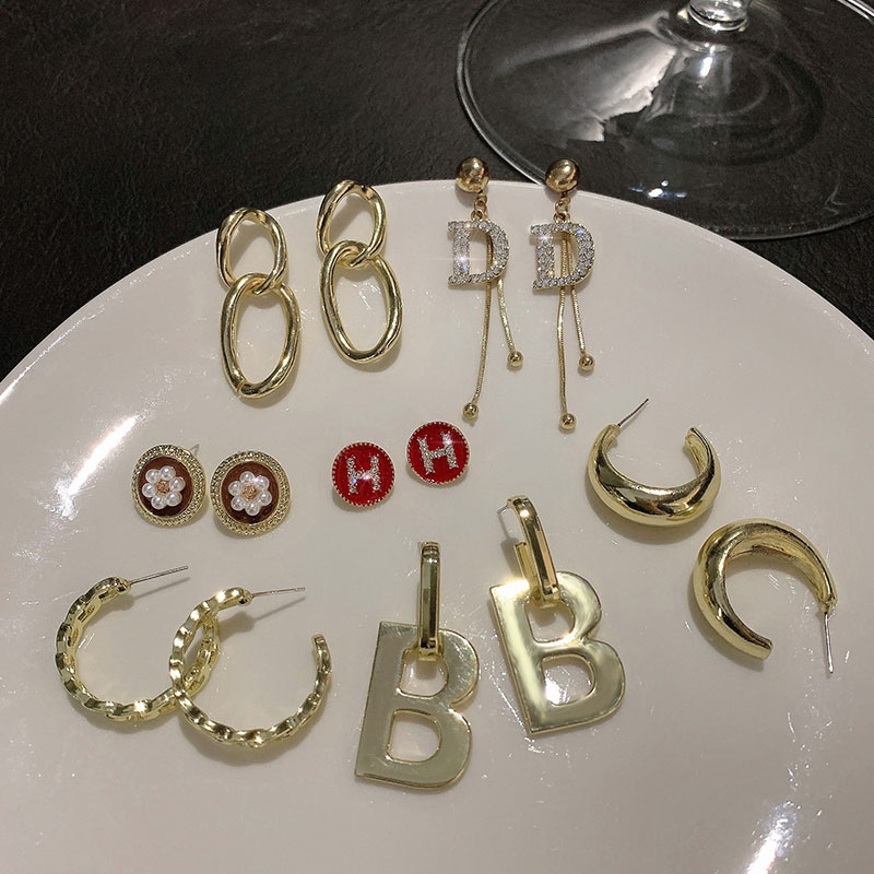 Khuyên tai mạ vàng đính ngọc trai giả nhiều kiểu tùy chọn hợp thời trang cho nữ