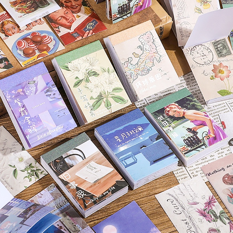 Set 50 Sticker Dán Trang Trí Sổ Tay DIY Phong Cách Vintage