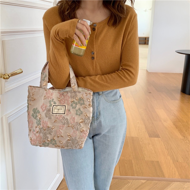 Túi đeo vai IELGY đi bộ in nổi họa tiết hoa dập nổi ba chiều dễ thương thời trang cho nữ