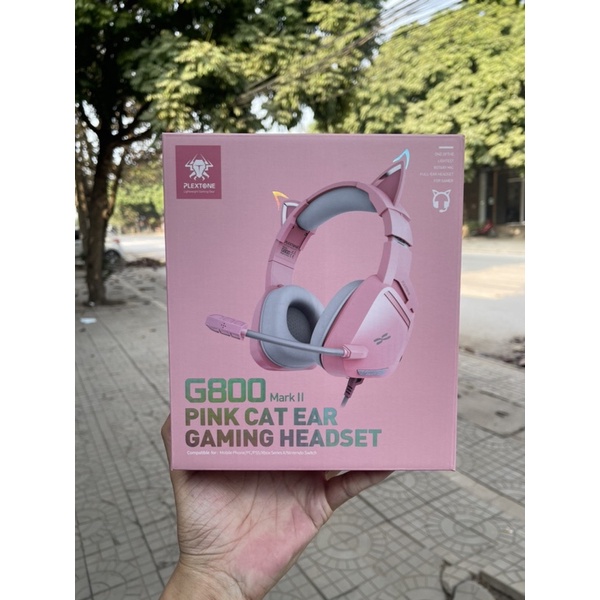 Tai nghe Gaming PLEXTONE trùm tai màu Hồng cực xinh, học online, nghe nhạc chơi game, tương thích mọi thiết bị