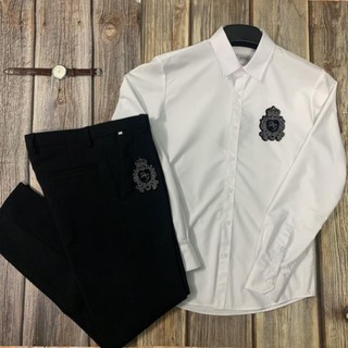 Set Quần âu + Sơ mi đính đá D.G trắng.RE