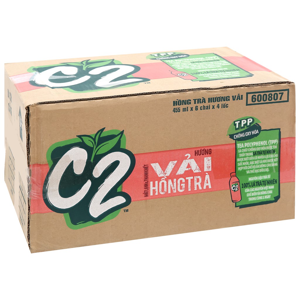 Thùng 24 chai hồng trà vải C2 455ml