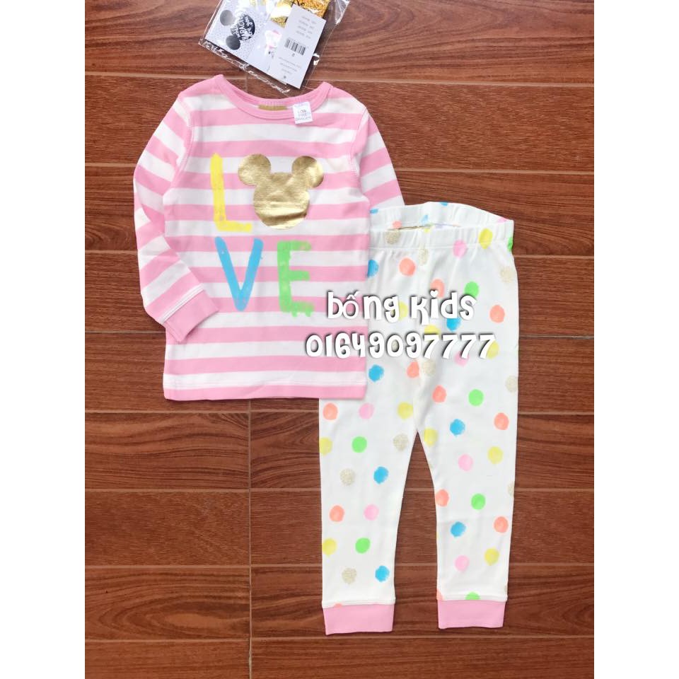 Bộ Bé Gái Minnie Sọc Hồng Cotton On 3y