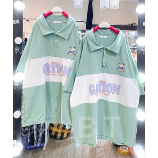[GIÁ HUỶ DIỆT]  Áo Thun Cổ Bẻ Phối Chữ Gation Con  Gấu- Áo Polo Con Gấu Unisex Nam Nữ - Áo Thun Uzzlang (có ảnh thật)