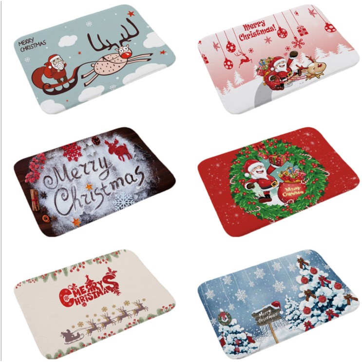 Thảm chùi chân chống trượt in họa tiết ông già Noel