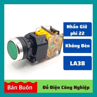 Nút nhấn giữ phi 22, nút nhấn không đèn LA38 [Màu Xanh]