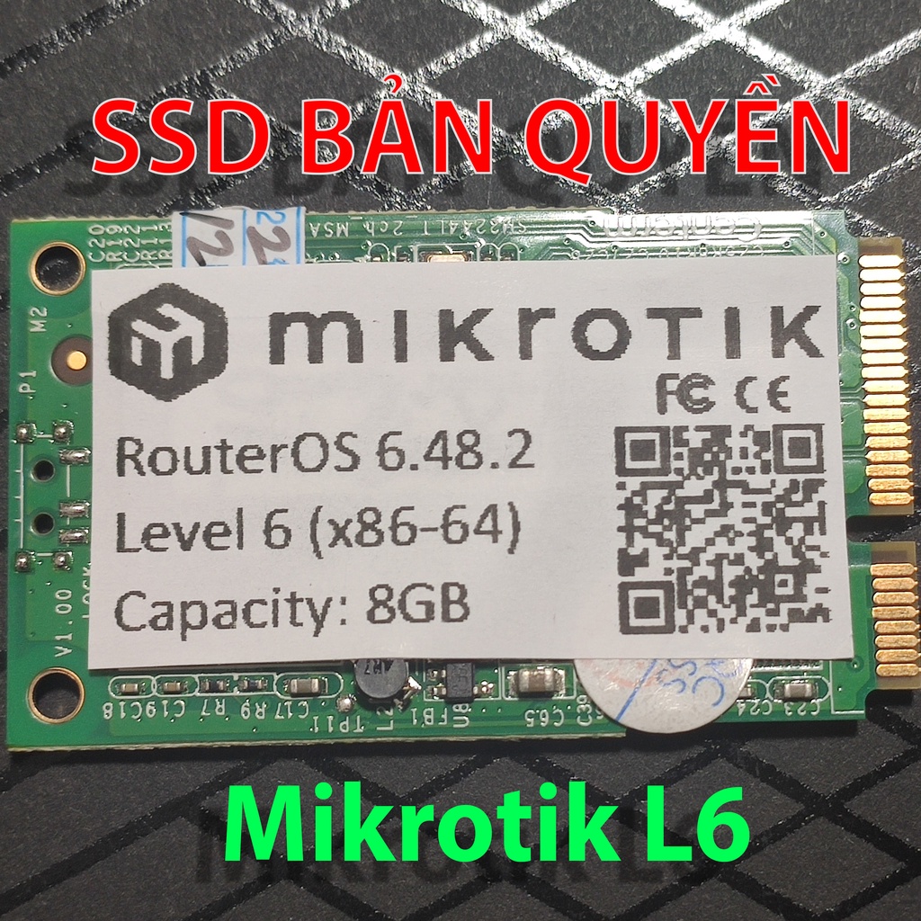 SSD Mikrotik L6 RouterOs 8GB Bản Quyền Level 6 bản chuẩn SATA mSATA hỗ trợ nâng hạ cấp mọi phiên bản. ROS v6.48.2 Stable