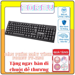 Bàn phím gaming máy tính Forev FV-K5c chuẩn 104 phím, bàn phím văn phòng phím nổi gõ văn bản cực dễ