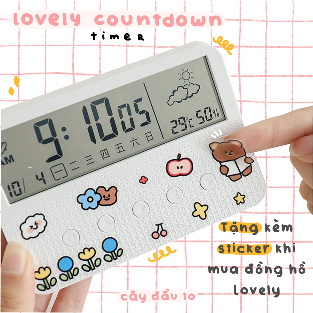 [Tặng Kèm Sticker] Đồng Hồ Đa Năng Lovely Clock Cây Đầu To