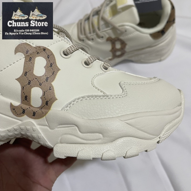 Giày MLB chữ B gót nâu 2022, giày ML B B nâu mono gót nỉ cao cấp