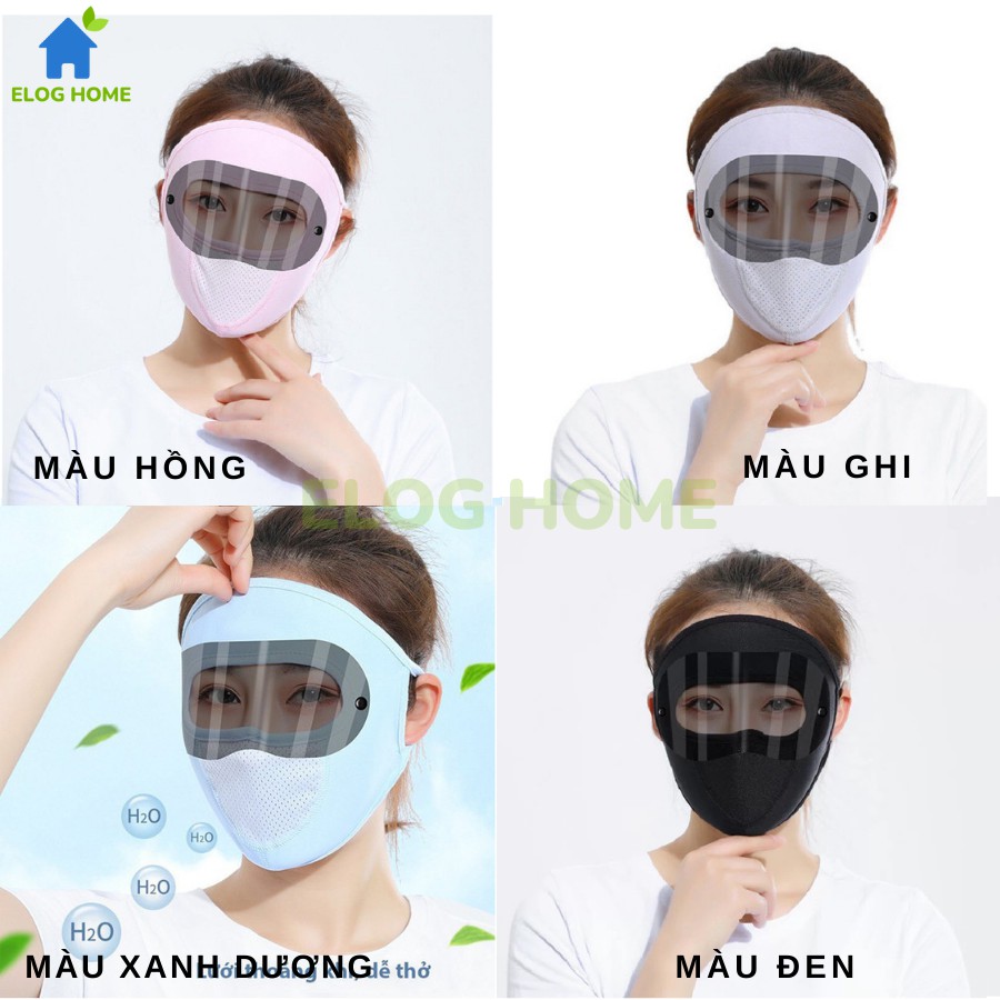 Khẩu trang Ninja kín mặt chất liệu co giãn có kính râm chống nắng, chống tia UV, chống bụi, có lỗ thoáng khí