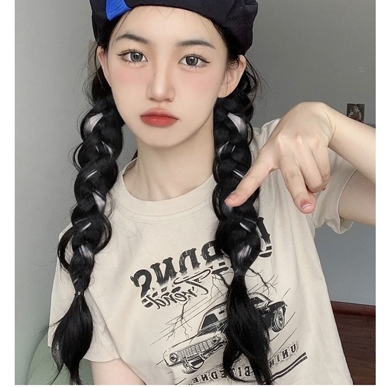 Bộ 2 Tóc Giả Thắt Bím Đuôi Ngựa Tự Nhiên