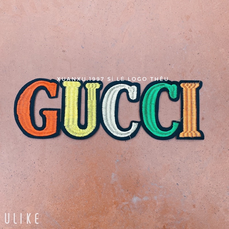 Logo thêu chữ GUCCI nhiều màu 25cm x 8cm  bản to siêu đẹp