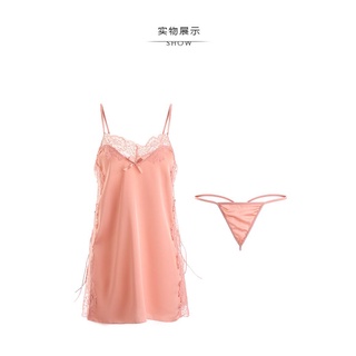 Mã 143 váy ngủ sexy lụa phối ren
