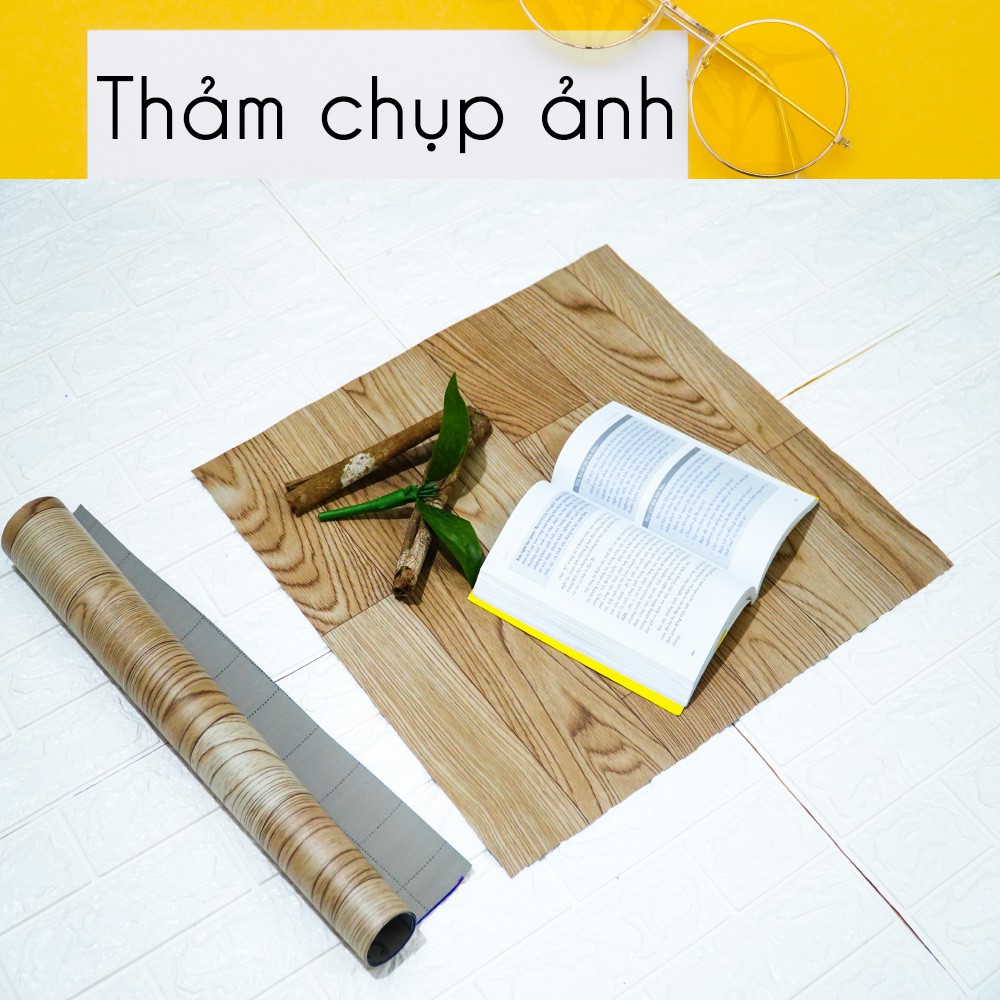 Thảm chụp hình sản phẩm, làm phông nền trang trí, vân gỗ vàng nhạt