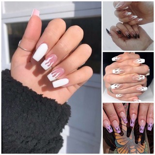 Nailbox móng úp thiết kế hoạ tiết ngọn lửa
