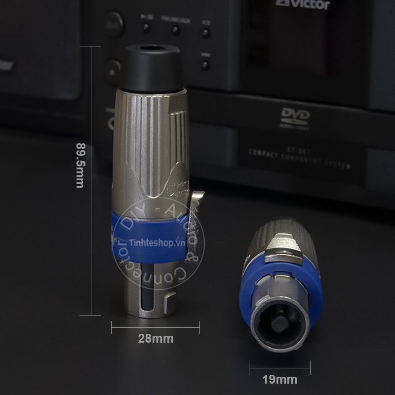 Jack loa 4pin đực nhân đồng mạ bạc 1 chiếc - Speakon 4pin male jack plug