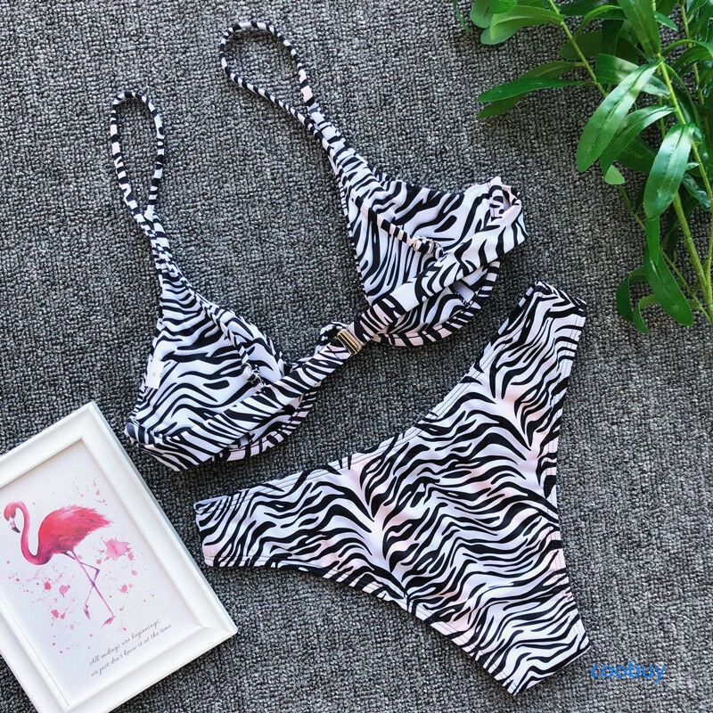 CB❤❤ Women Leopard Bikini đồ bơiSet Push-Up Padded Swimming Bathing Scoop Neck | BigBuy360 - bigbuy360.vn